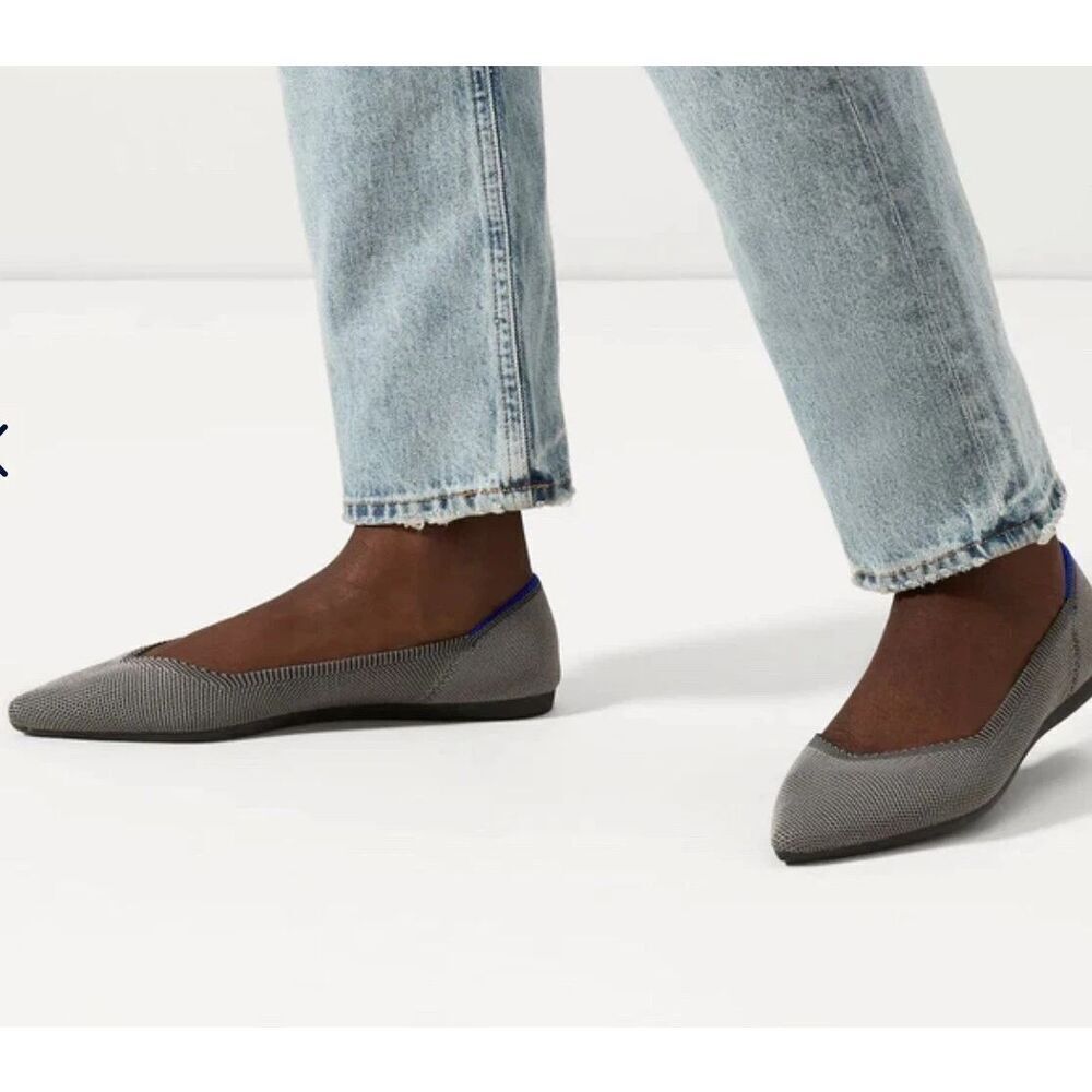 Rothy’s The Point Pointed Toe Flat Cloud Grey Birdseye 10 - Picture 2 of 7